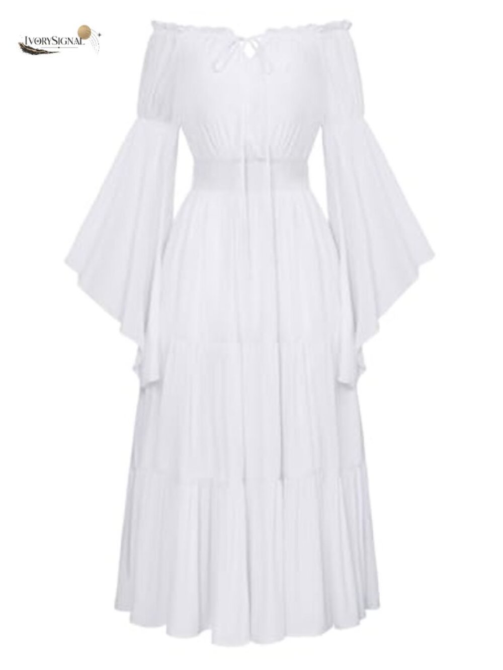 Renaissance Costume Dress Bell Sleeve Tiered Maxi Off Shoulder